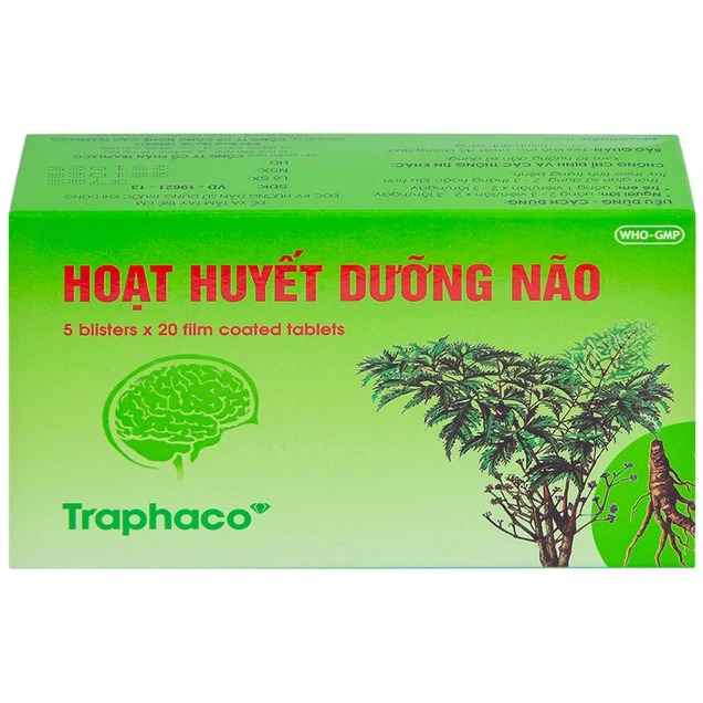 Thuốc Hoạt Huyết Dưỡng Não bao phim Traphaco điều trị suy giảm trí nhớ, căng thẳng thần kinh