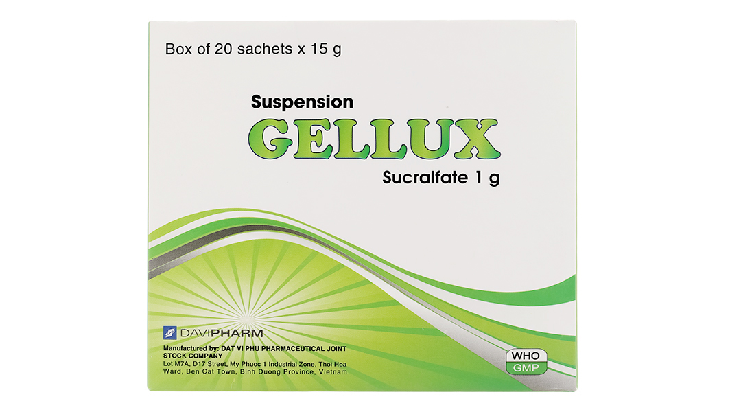 Hỗn dịch uống Gellux 1g trị viêm loét dạ dày, tá tràng (20 gói x 15g)
