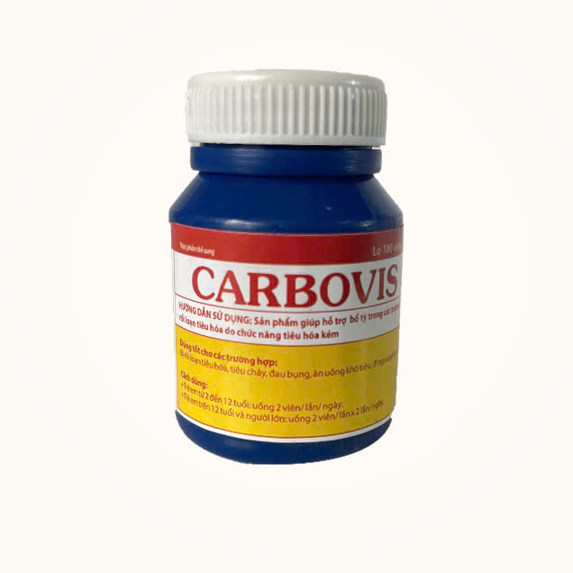 Viên uống Carbovis lọ 100viên hỗ trợ tiêu hóa kém, tiêu chảy