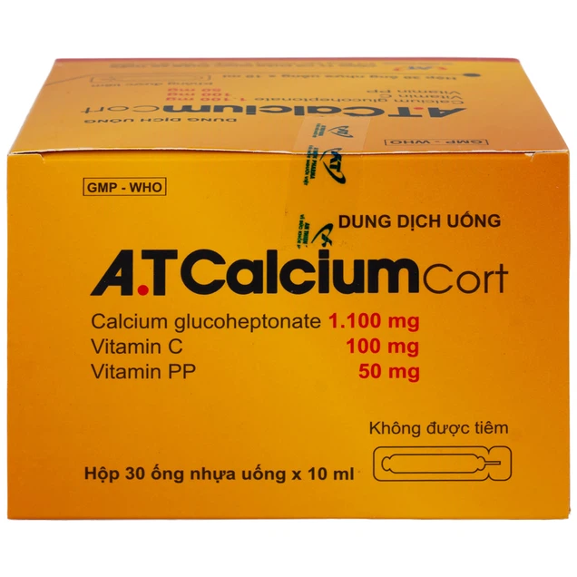Dung dịch uống A.T Calcium Cort An Thiên bổ sung vitamin và khoáng chất cho cơ thể (30 ống x 10ml)