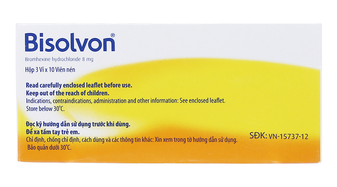 Thuốc Bisolvon 8mg Boehringer làm loãng đờm, tiêu chất nhầy (3 vỉ x 10 viên)