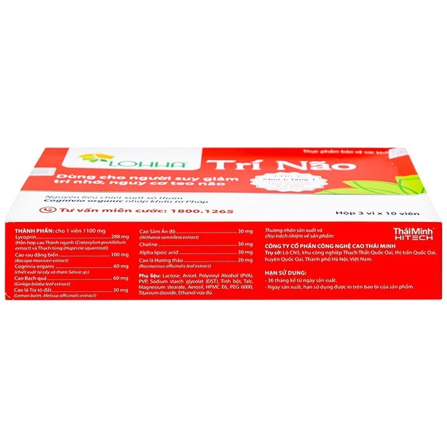 Viên uống Lohha Trí Não Thái Minh điều trị và phòng ngừa các bệnh suy giảm trí tuệ