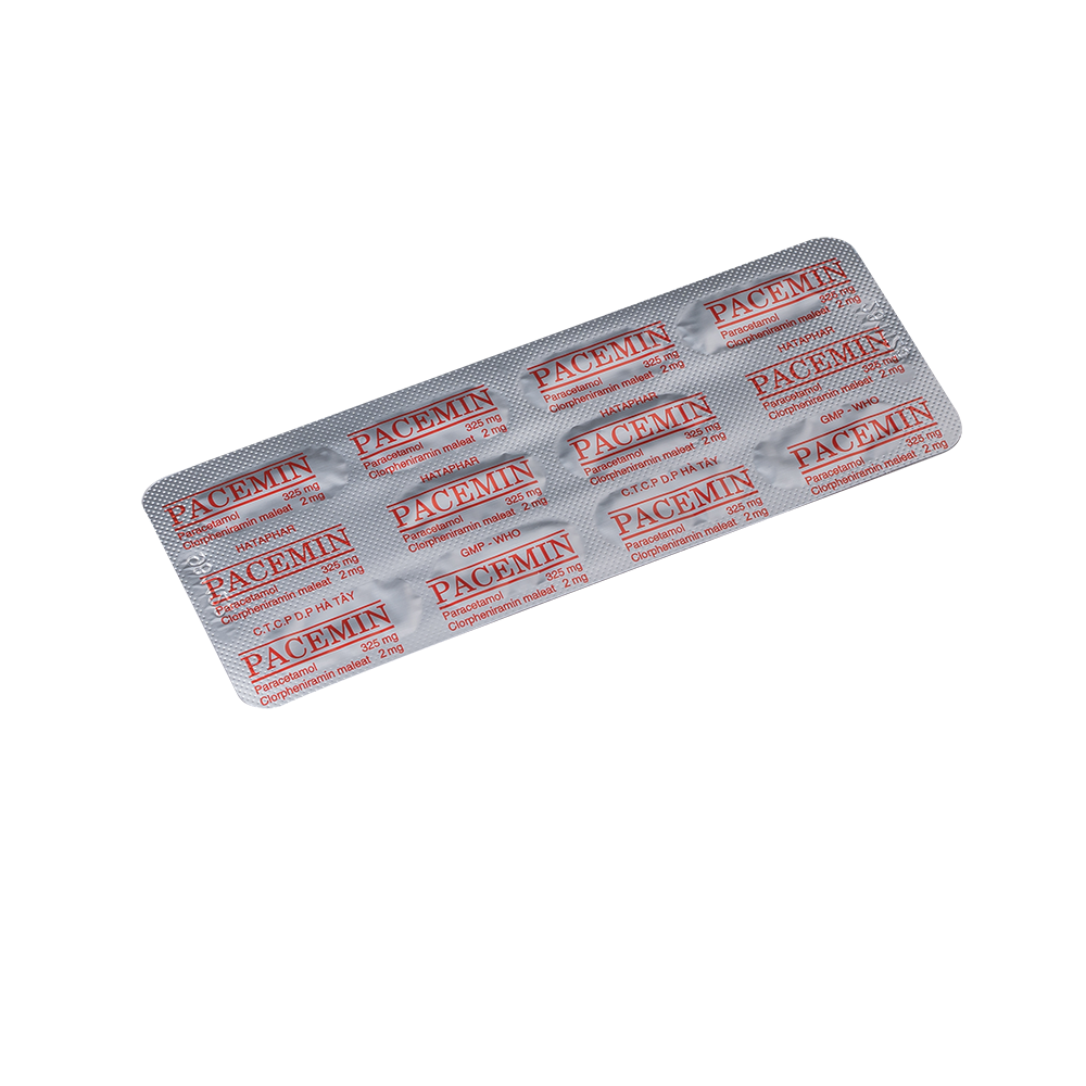 Viên nang cứng Pacemin 325mg/2mg Hataphar điều trị cảm cúm, sốt, nhức đầu (10 vỉ x 10 viên)