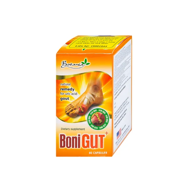 Viên uống BoniGut Botania giảm nồng độ acid uric trong máu, hỗ trợ điều trị bệnh gout 