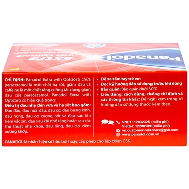 Panadol extra With Optizorb -Anh-hộp 12vỉ*10viên- giảm đau, hạ sốt nhanh, không gây buồn ngủ 