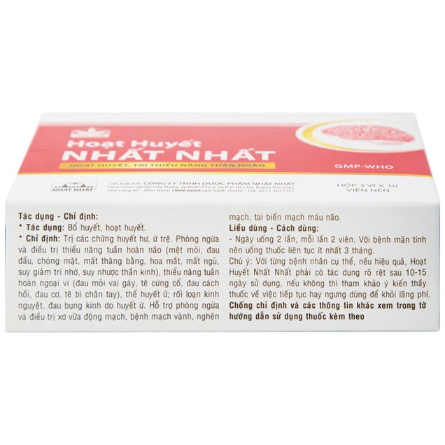 Thuốc Hoạt Huyết Nhất Nhất giúp hoạt huyết, trị thiếu năng tuần hoàn