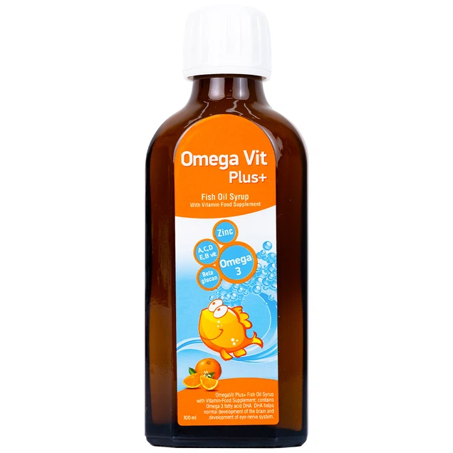 Siro Omega Vit Plus+ Botafarma hỗ trợ tăng khả năng chống oxy hóa, tốt cho não bộ và mắt ( Lọ 100ml )