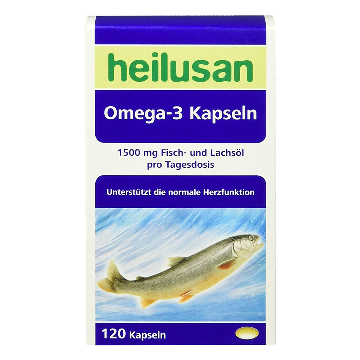 Viên uống dầu cá Heilusan Omega-3 Kapseln hộp 6 vỉ x 20 viên nang mềm