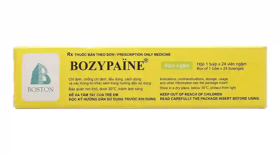 Viên ngậm Bozypaine giúp nhuận phế, giảm ho, rát họng hộp 24 viên