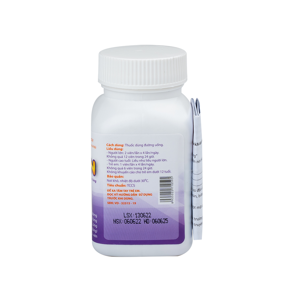 Viên nén Pasepan Hà tây hạ sốt, giảm đau, điều trị cảm lạnh, cảm cúm, nhức đầu lọ 200 viên