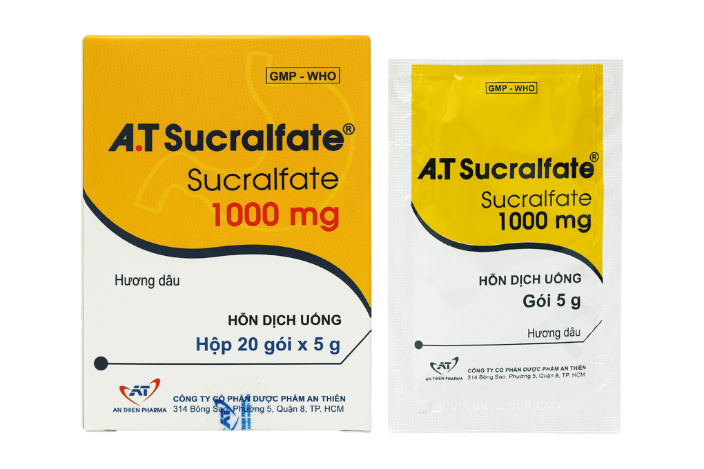 Hỗn dịch uống A.T Sucralfate 1000mg trị loét dạ dày, tá tràng