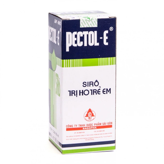 Siro trị ho trẻ em Pectol-E Sagopha điều trị ho, viêm phế quản, suyễn, cảm, sổ mũi (90ml)