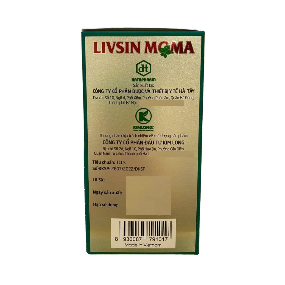 Viên uống Livsin Moma hỗ trợ giảm mỡ máu và ngăn ngừa xơ vữa động mạch