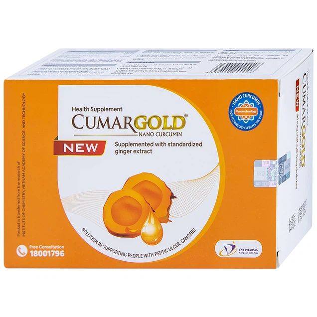 Viên uống Cumargold Nano Curcumin New CVI Pharma hỗ trợ bảo vệ niêm mạc dạ dày