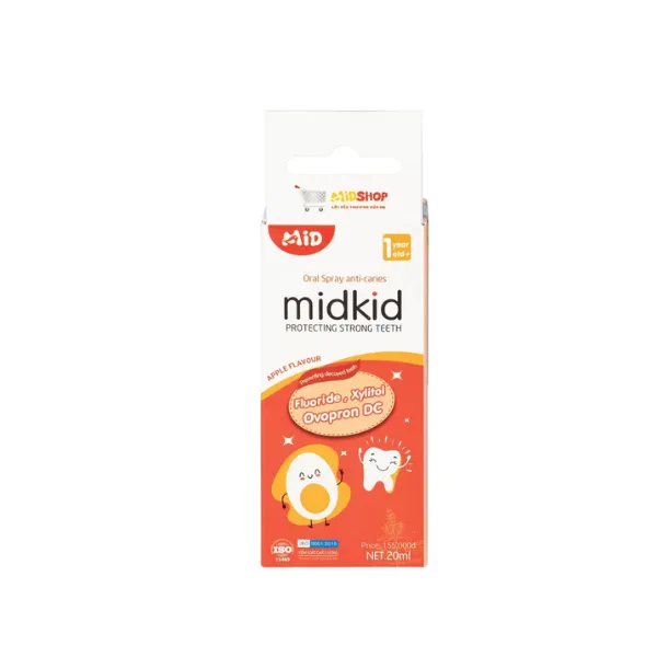 Xịt chống sâu răng Midkid 20ml DK Pharma hương táo - làm sạch khoang miệng, bảo vệ men răng