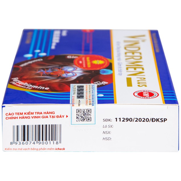 Viên uống Vindermen Plus Vinh Gia hỗ trợ hoạt huyết, tăng cường lưu thông máu não (3 vỉ x 10 viên)