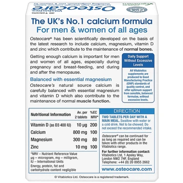 Viên nén Osteocare Vitabiotics bổ sung canxi, khoáng chất cho xương chắc khoẻ (2 vỉ x 15 viên)