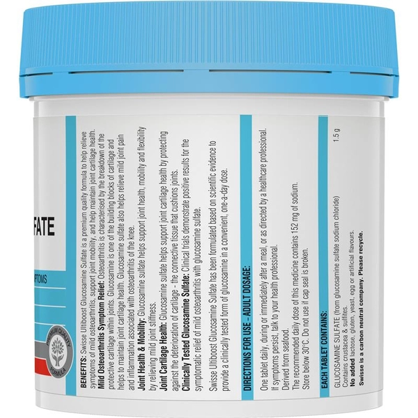 Viên uống bổ sung sức khỏe sụn khớp Swisse Glucosamine Sulfate 1500mg 210 viên