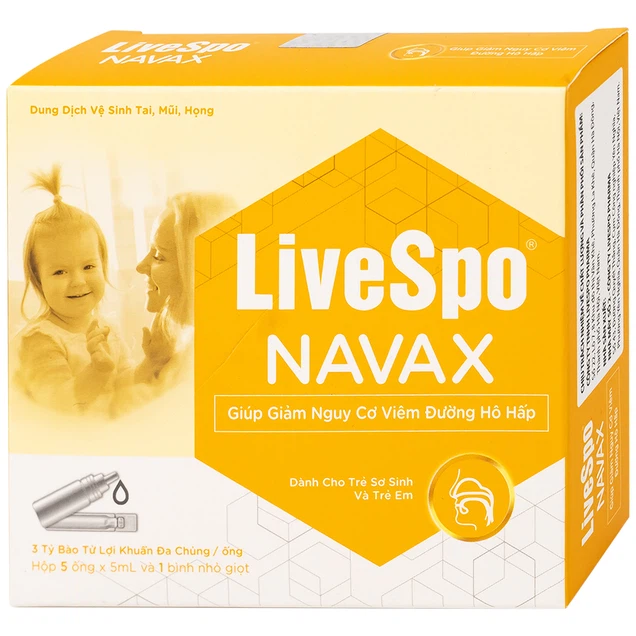 Dung dịch vệ sinh tai, mũi, họng Livespo Navax 5ml giảm sổ mũi, viêm tai, viêm xoang (5 ống và 1 bình nhỏ giọt)