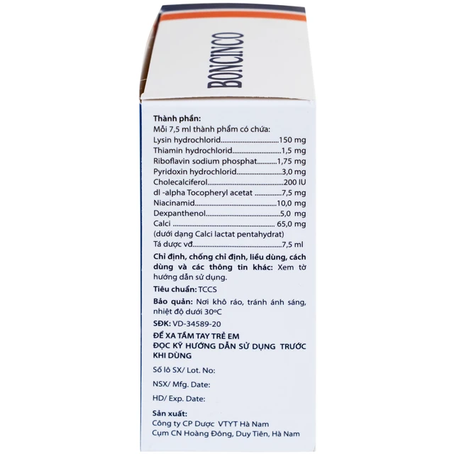 Thuốc Boncinco Hà Nam giúp bổ sung các vitamin và acid amin thiết yếu (20 ống x 7.5ml)