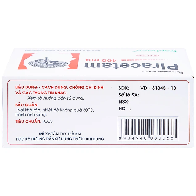 Piracetam 400mg-Traphaco điều trị triệu chứng chóng mặt, suy giảm trí nhớ
