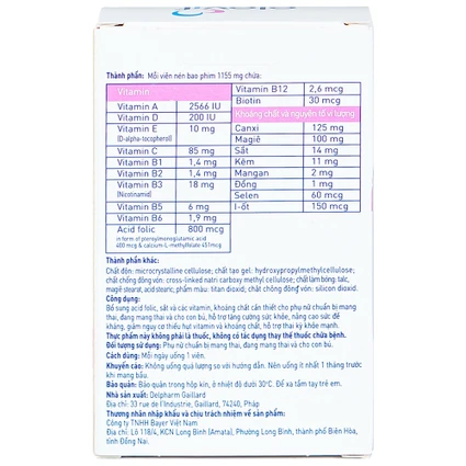 Viên uống Elevit Bayer hỗ trợ tăng cường sức khỏe, nâng cao sức đề kháng cho thai kỳ (3 vỉ x 10 viên)