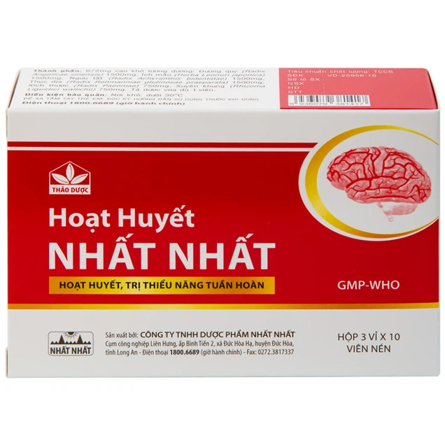 Thuốc Hoạt Huyết Nhất Nhất giúp hoạt huyết, trị thiếu năng tuần hoàn