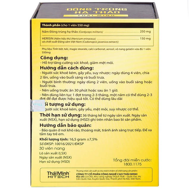 Đông Trùng Hạ Thảo Thái Minh hỗ trợ tăng cường sức khỏe, bổi bổ cơ thể