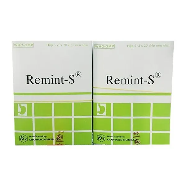 Thuốc Remint-S Khapharco điều trị đau dạ dày do tăng tiết acid, viêm loét dạ dày - tá tràng (5 vỉ x 20 viên)