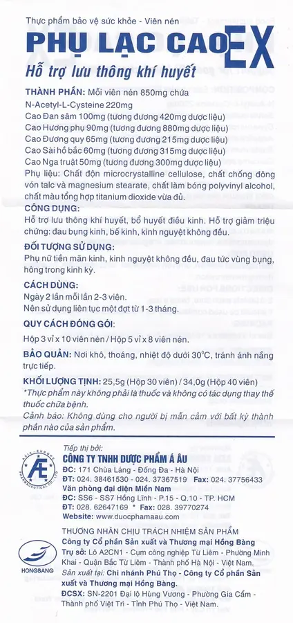 Phụ Lạc Cao EX-hỗ trợ lưu thông khí huyết, bổ huyết