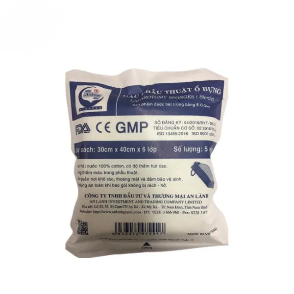Gạc phẫu thuật ổ bụng 30x40x6 lớp
