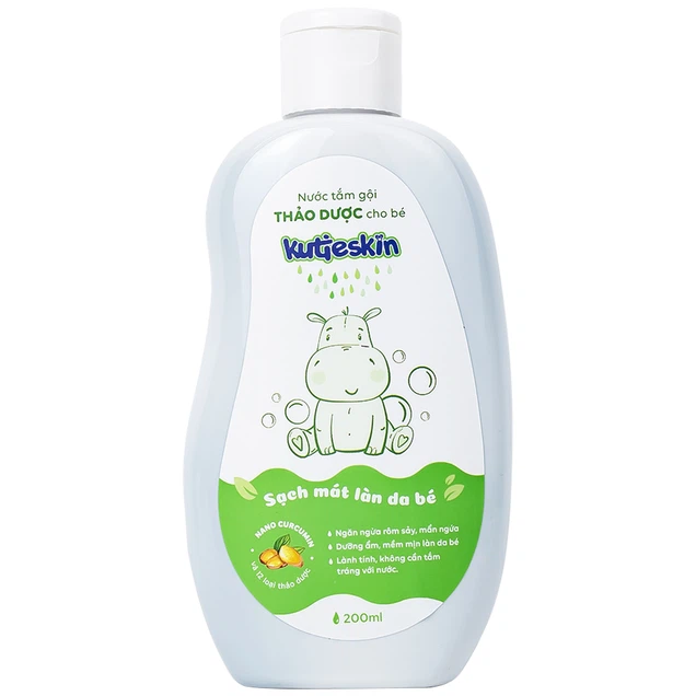 Nước tắm gội Thảo Dược cho bé Kutieskin ngăn ngừa rôm sảy, mẩn ngứa, giúp dưỡng ẩm da bé