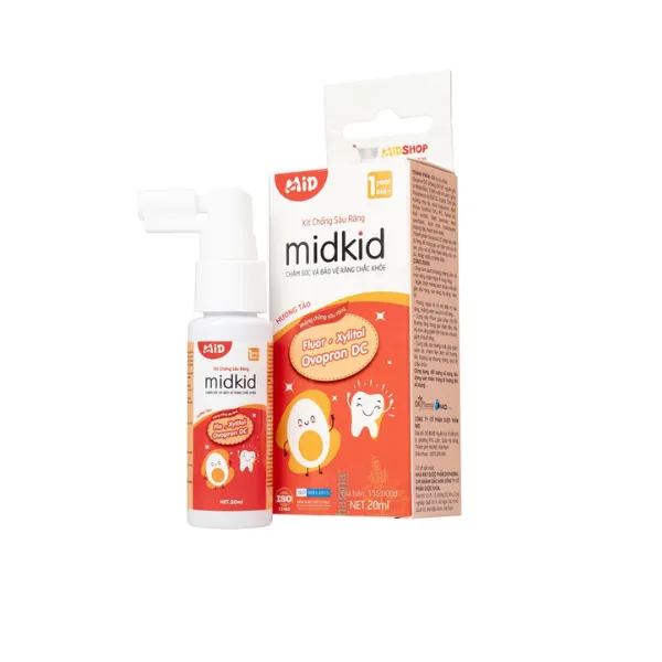 Xịt chống sâu răng Midkid 20ml DK Pharma hương táo - làm sạch khoang miệng, bảo vệ men răng