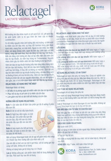 Kem bôi dạng gel Relactagel Kora điều trị và phòng ngừa viêm âm đạo (7 tuýp)