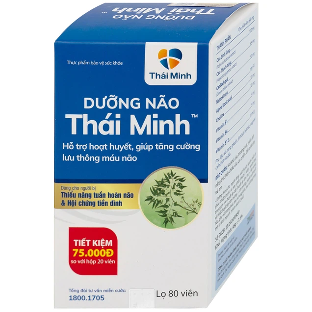 Viên uống Dưỡng Não Thái Minh hỗ trợ hoạt huyết, tăng cường lưu thông máu não