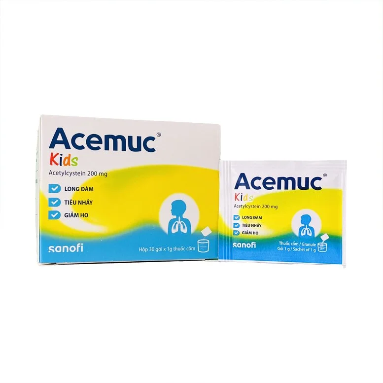 Thuốc cốm Acemuc 200mg-Acetylcystein-Sanofi(VN)-hộp 30gói
