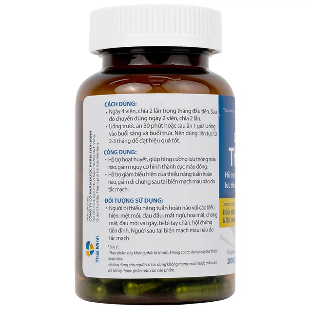 Viên uống Dưỡng Não Thái Minh hỗ trợ hoạt huyết, tăng cường lưu thông máu não