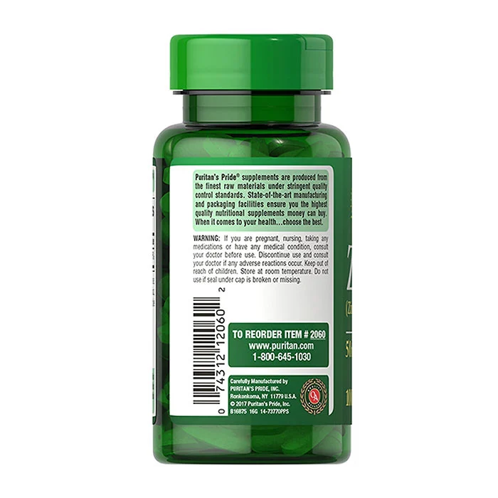 Viên uống bổ sung kẽm Puritan’s Pride Zinc 50mg 100 viên