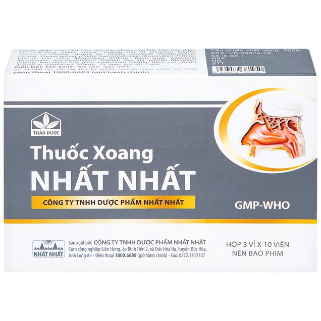 Thuốc Xoang Nhất Nhất điều trị nghẹt mũi, viêm mũi dị ứng, viêm xoang cấp (3 vỉ x 10 viên)
