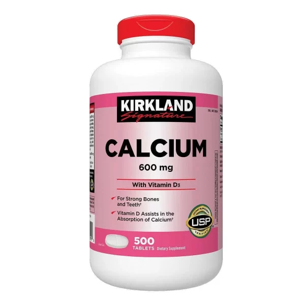 Viên uống Canxi Kirkland Calcium 600mg D3 500 viên của Mỹ