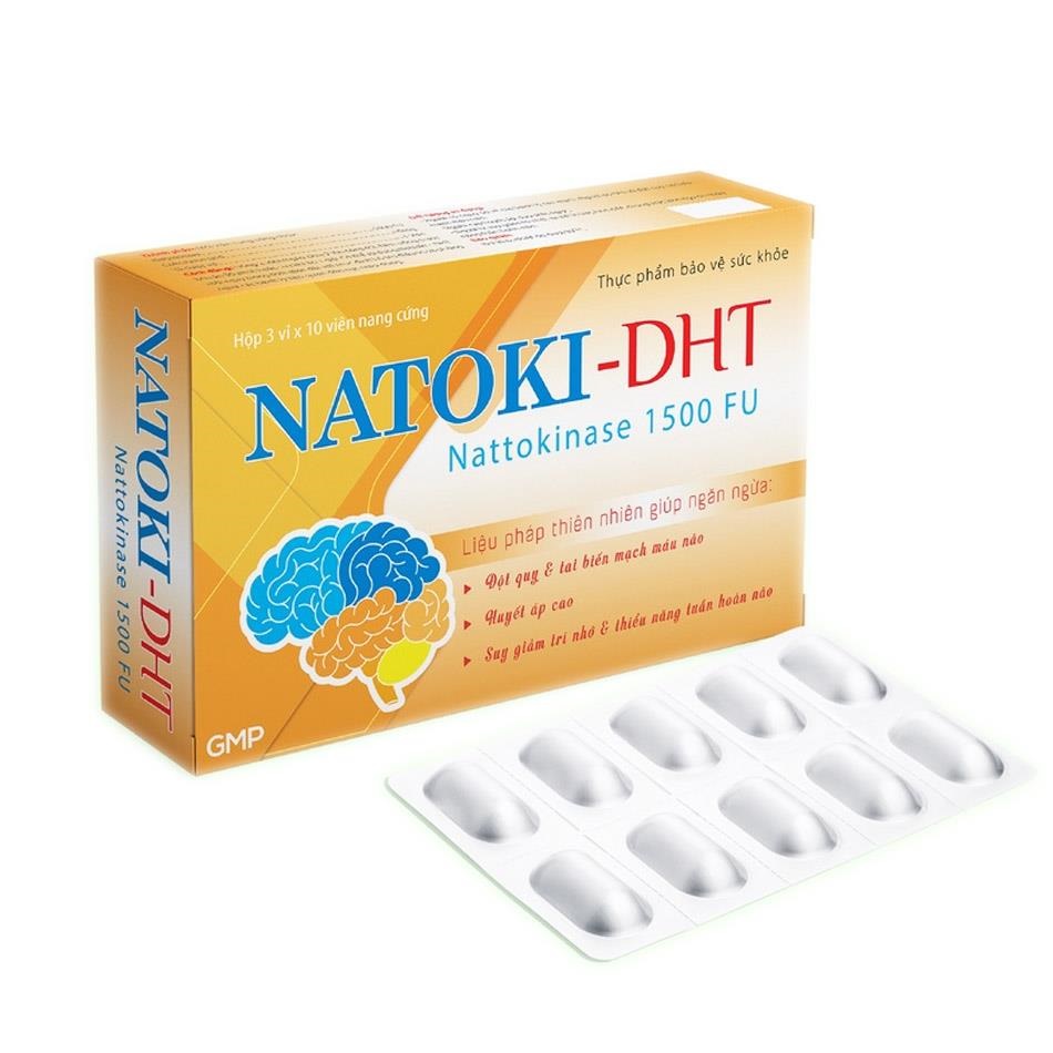 Tăng tuần hoàn và lưu thông máu Nattoki-DHT hộp 3 vỉ x 10 viên