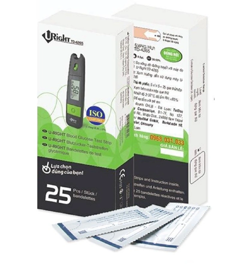 Hộp 25 que thử đường huyết URight