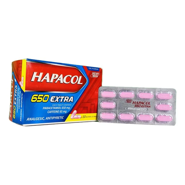 Hapacol Extra 650mg-Hậu Giang-Hộp 10vỉ*10viên