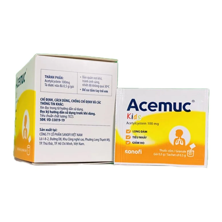 Thuốc cốm Acemuc 100mg TE-Acetylcytein-Sanofi(VN)-hộp 30gói(Acemuc kids)