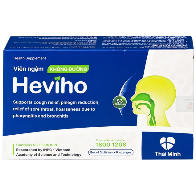 Viên ngậm không đường Heviho Thái Minh hỗ trợ giảm ho, giảm đờm, giảm đau họng