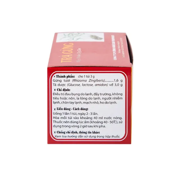 Trà Gừng Traphaco điều trị đau bụng do lạnh, đầy trướng, không tiêu (10 gói x 3g)