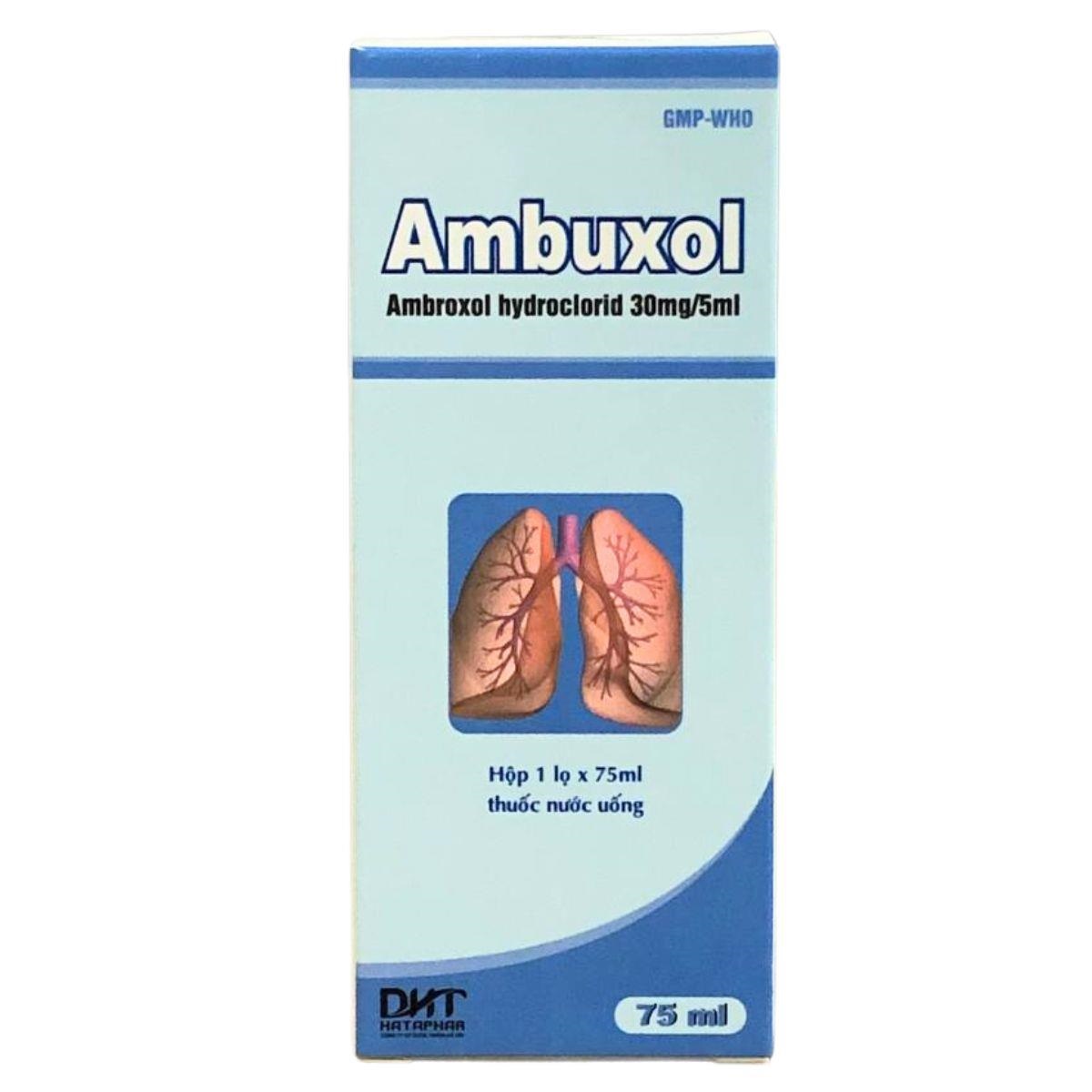 Thuốc Ambuxol 30mg/5ml điều trị bệnh hô hấp giúp tiêu các chất nhầy. 