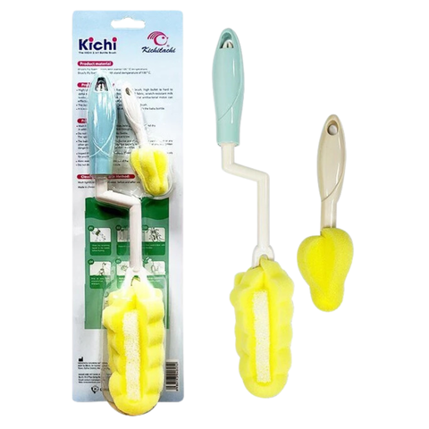 Dụng Cụ Cọ Rửa Bình Sữa 2 Chi Tiết KICHI Xốp Xoay 360 Độ