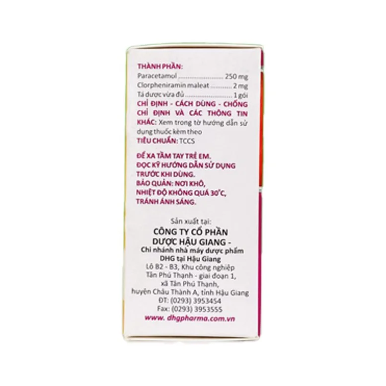 Hapacol 250 Flu-Hậu Giang hộp 24gói