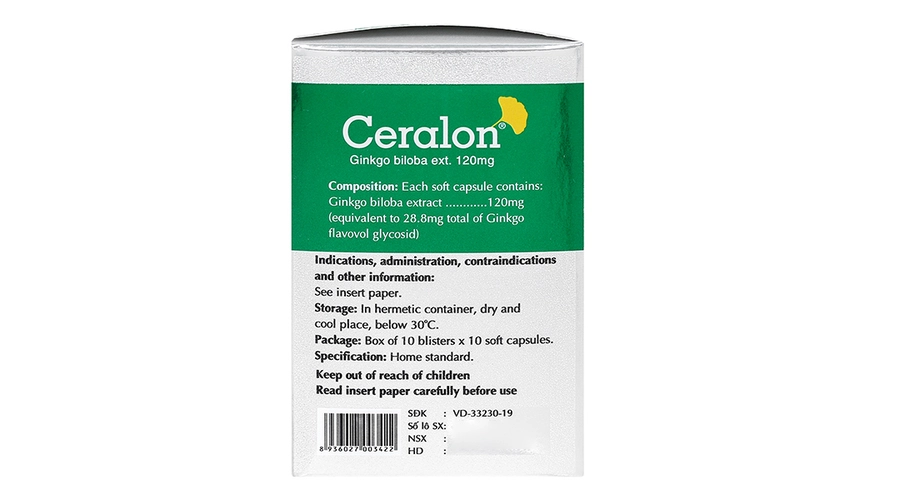 Ceralon 120mg tuần hoàn máu não, cải thiện trí nhớ